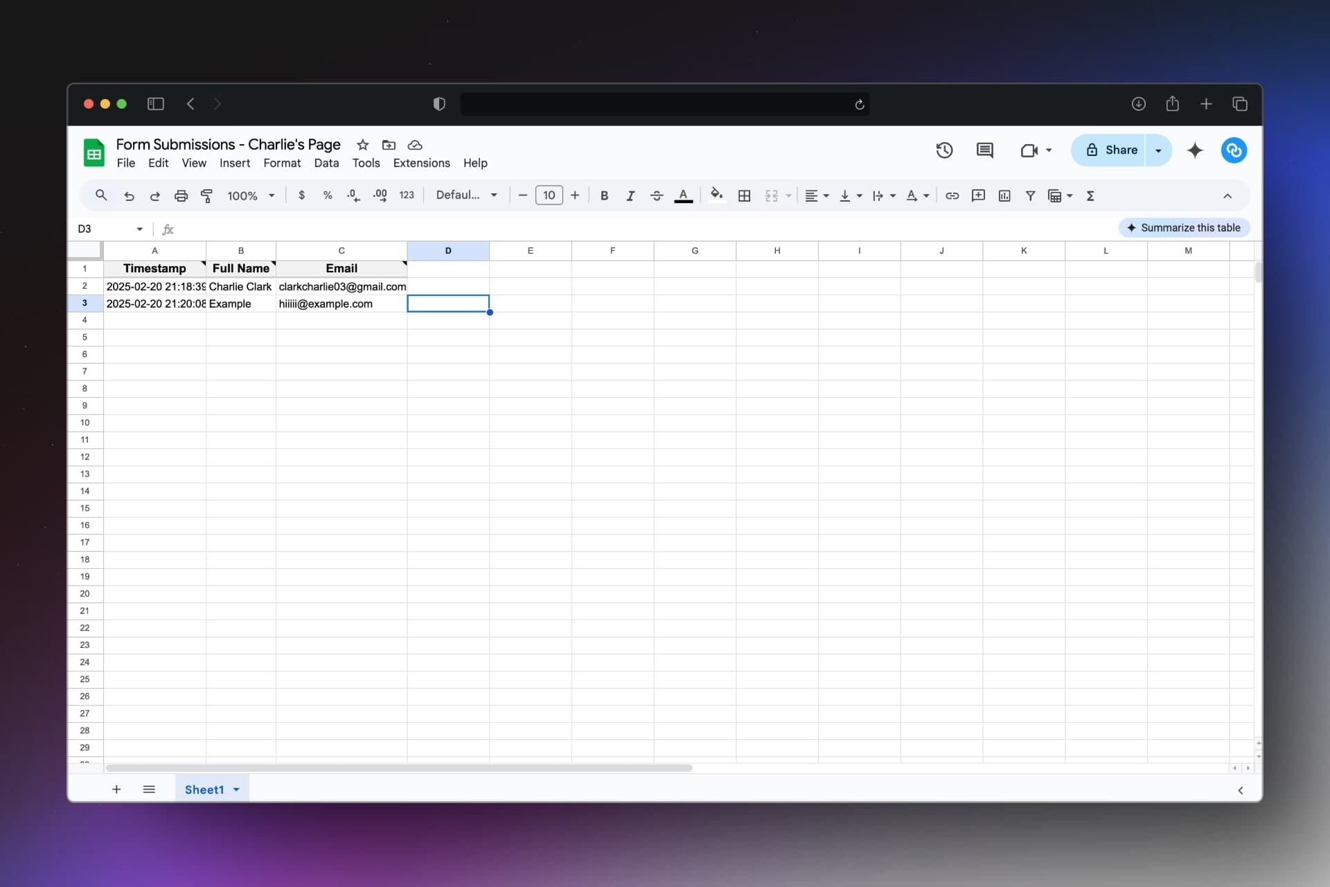 Google Sheets Integration feature screenshot